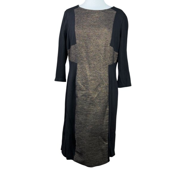 ANTONIO MELANI Maya Sheath Dress Black Gold Size 14 - Picture 1 of 7